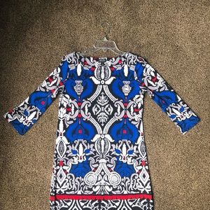 Nicole by Nicole Miller 3/4 Sleeve Printed Dress